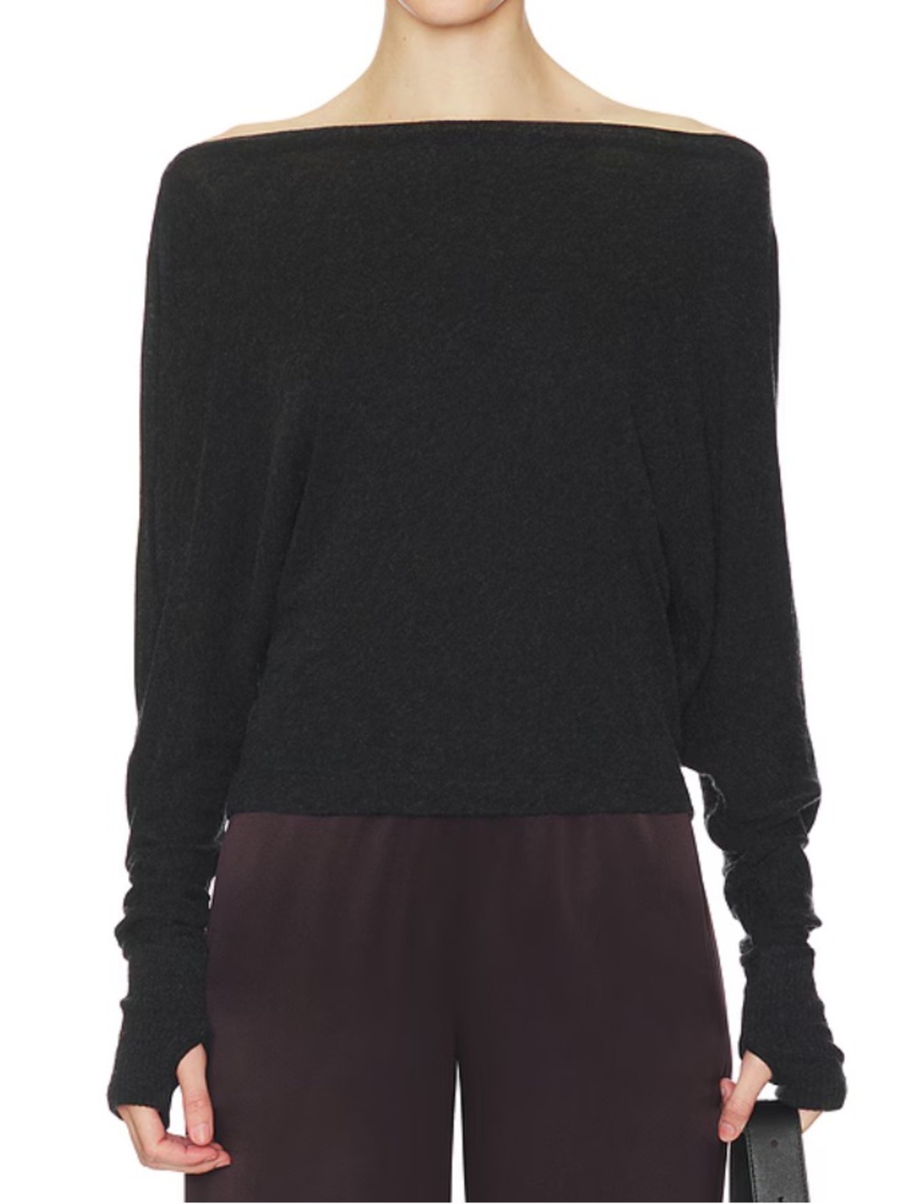 Enza Costa Cashmere Jersey Dolman Long Sleeve Top Grey NWT Size Medium